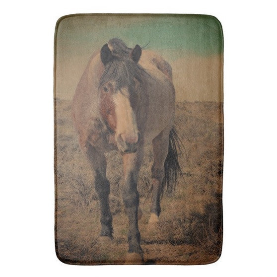Red Roan and Sage Brush Bath Mat