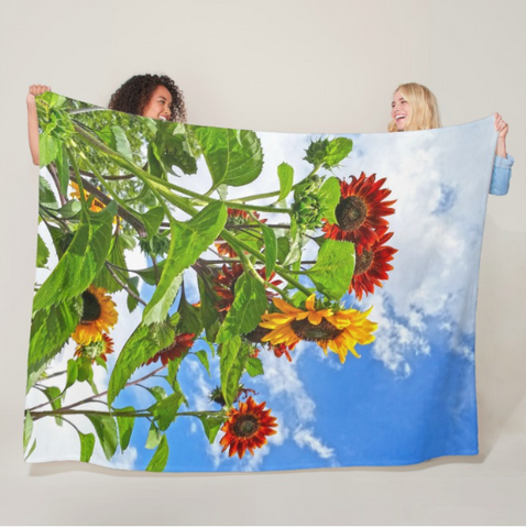 Rustic Sunflowers Fleece Blanket