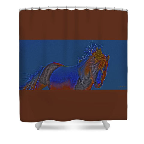 Blue Stallion Shower Curtain
