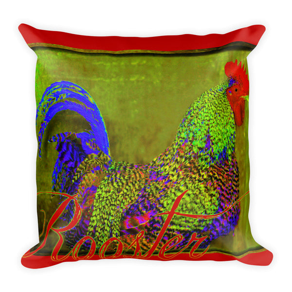 Bert the Rooster Red Throw Pillow
