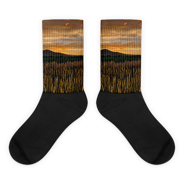 Western Skies at Sunset Black foot socks