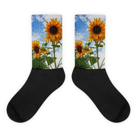 Sunflower and  Blue - Black foot socks