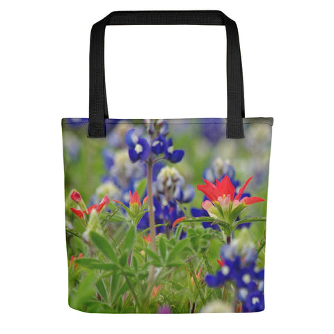 Blue Bonnets and a Paintbrush Tote bag
