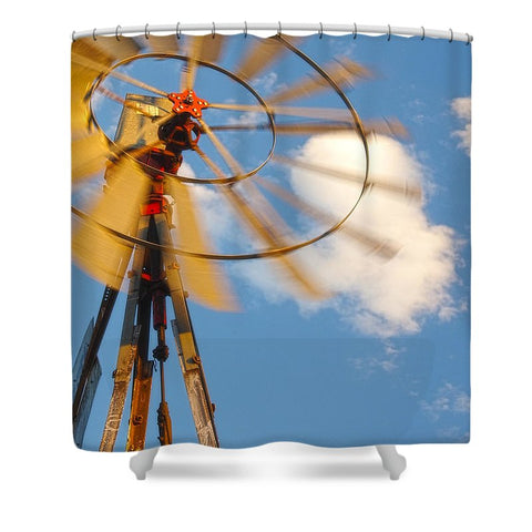 Red Wind Windmill Shower Curtain