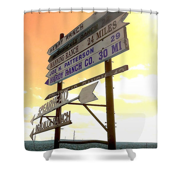 Wyoming Ranch Directions Shower Curtain