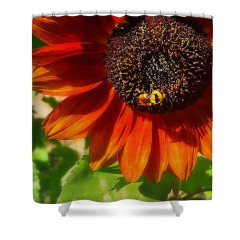 Autumn Sunflower and Bumble Bee Shower Curtain