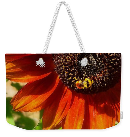 Autumn Sunflower and Bumble Bee Weekender Tote bag