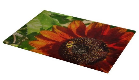 Autumn Sunflower and Bumble Bee Cutting Board