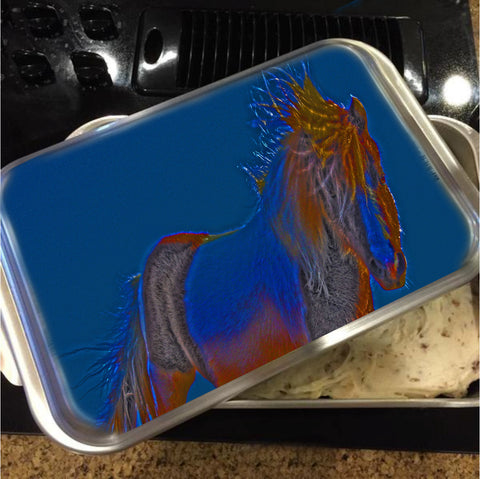 Blue Stallion Cake Pan with Lid