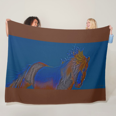 Blue Stallion Fleece Blanket