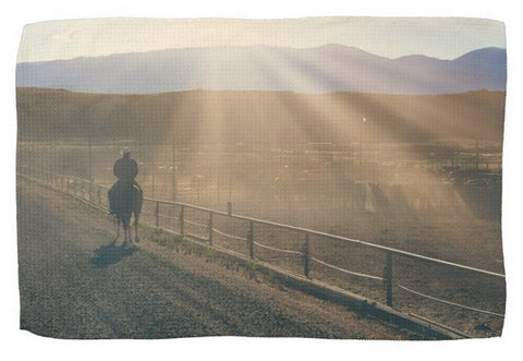 Checking the Lot at Sunset Kitchen Towel