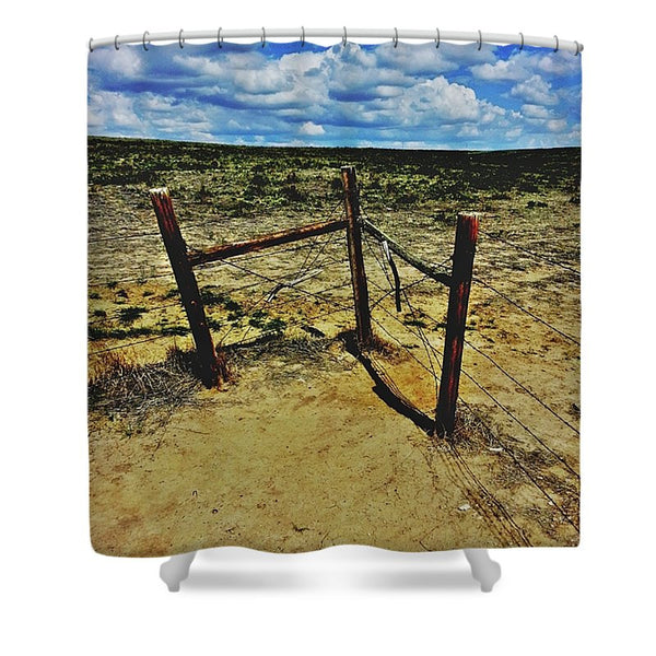 Dry Desert Fenceline Shower Curtain