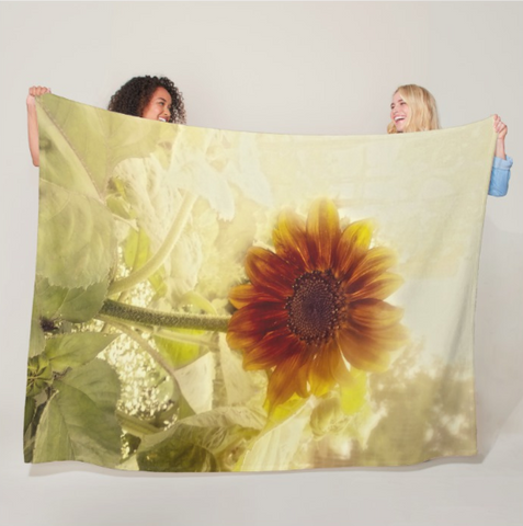 Dusty Retro Sunflower Fleece Blanket