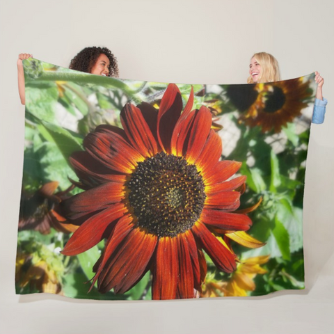 Hearts on Fire Sunflower Fleece Blanket