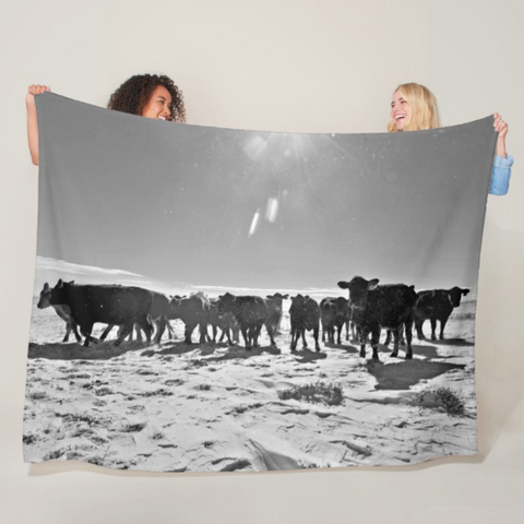 Heifers in the Snow Fleece Blanket