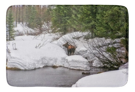 Moose in Alaska Bath Mat
