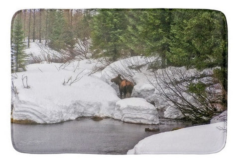 Moose in Alaska Bath Mat