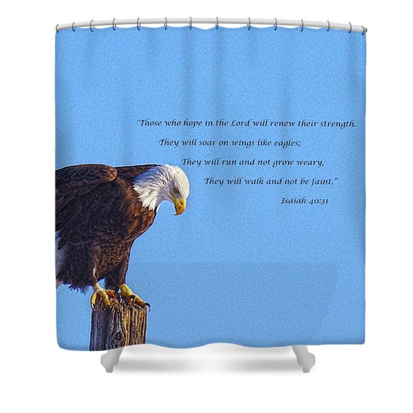 Preparing for Patriotic Flight Eagle Inspirational Shower Curtain