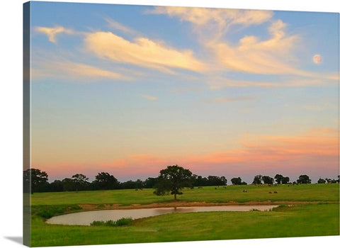 Ranch Setting with Moon Canvas Print