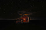 Red Barn at Midnight Canvas Print