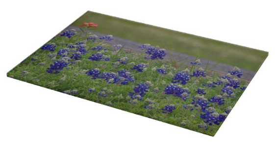 Red Paint over Blue Bonnets Cutting Board