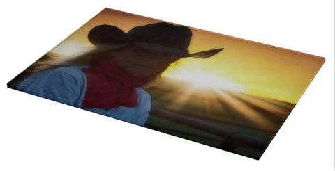 Red Scarves and Sunsets Cutting Board