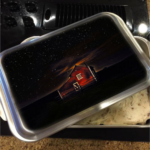Red Barn at Midnight Cake Pan with Lid