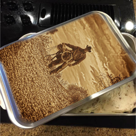 Sepia Cowboy Cake Pan with Lid