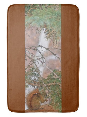 Squirrel, Pine Tree and a Nut Bath Mat