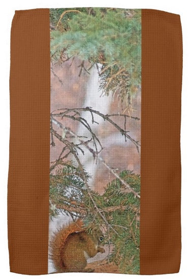 Squirrel, Pine Tree and a Nut Kitchen Towel