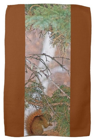Squirrel, Pine Tree and a Nut Kitchen Towel