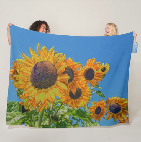Sun and Flower Conversation Fleece Blanket