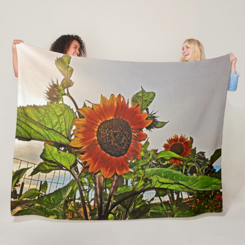 Sunflowers and Storm Fleece Blanket