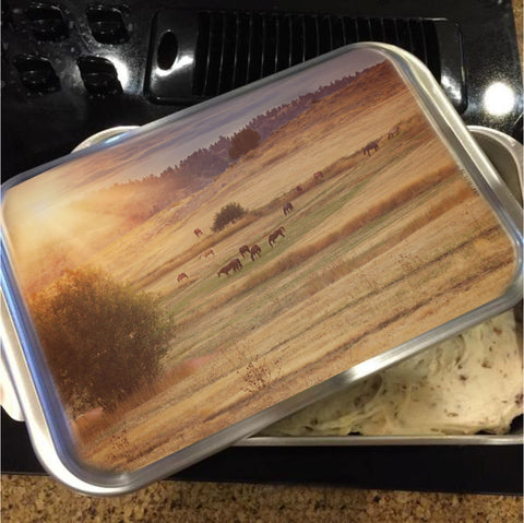 Sunset and Horses Cake Pan with Lid