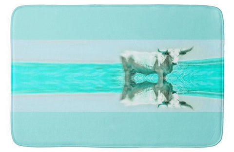 Turquoise and Steer Bath Mat