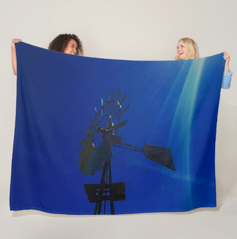 Underwater Windmill Fleece Blanket
