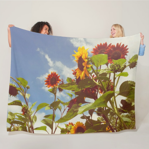 Vintage Sunflowers Fleece Blanket