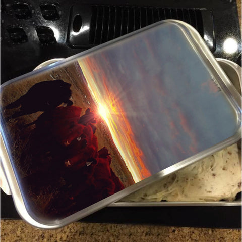 Winter Sunset at Night Feed Cake Pan with Lid