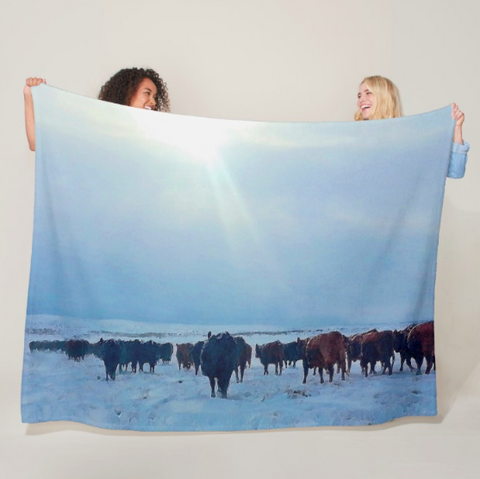 Wyoming Winter Push Fleece Blanket
