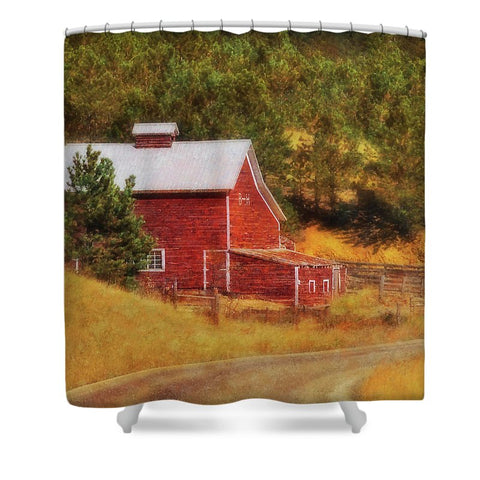 Autumn's Black Hills Barn Shower Curtain