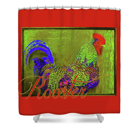 Bert the Rooster Red Shower Curtain
