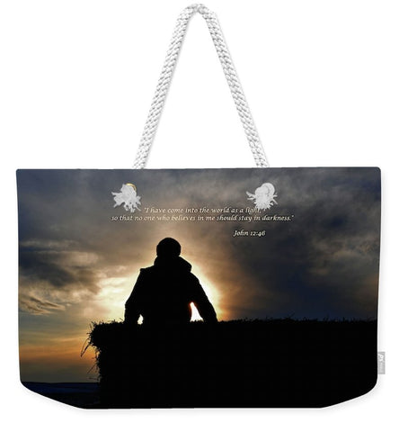 Bucking Hay at Sunrise Inspirational Weekender Tote bag