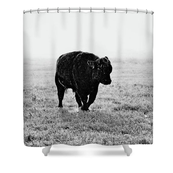 Bull After Ice Storm Shower Curtain