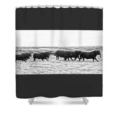 Bulls on the Run Shower Curtain