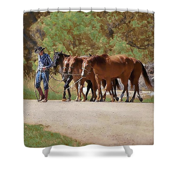 He Leads Me to Still Waters Shower Curtain