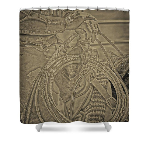 Milts Rope N Saddle Shower Curtain