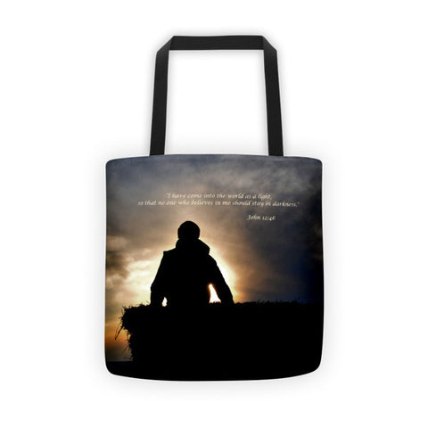 Bucking Hay At Sunrise Inspirational Tote bag