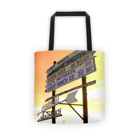 Wyoming Ranch Directions Tote bag