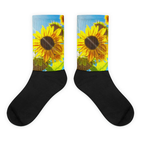Sunflower and Sunlight - Black foot socks