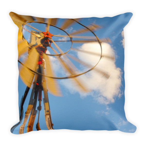 Red Wind Windmill Throw Pillow